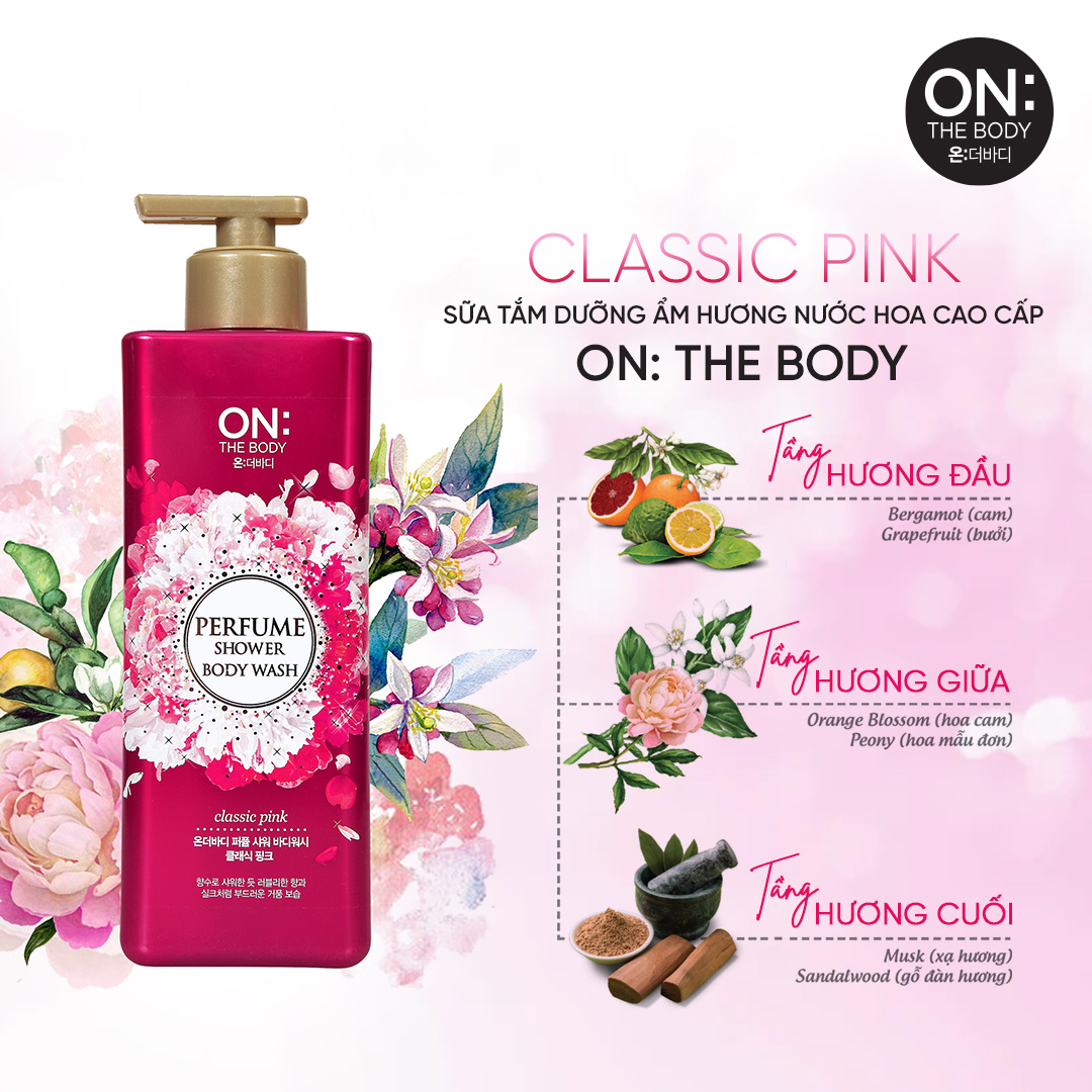 Sữa tắm dưỡng ẩm On: The Body hương nước hoa Classic Pink 500g