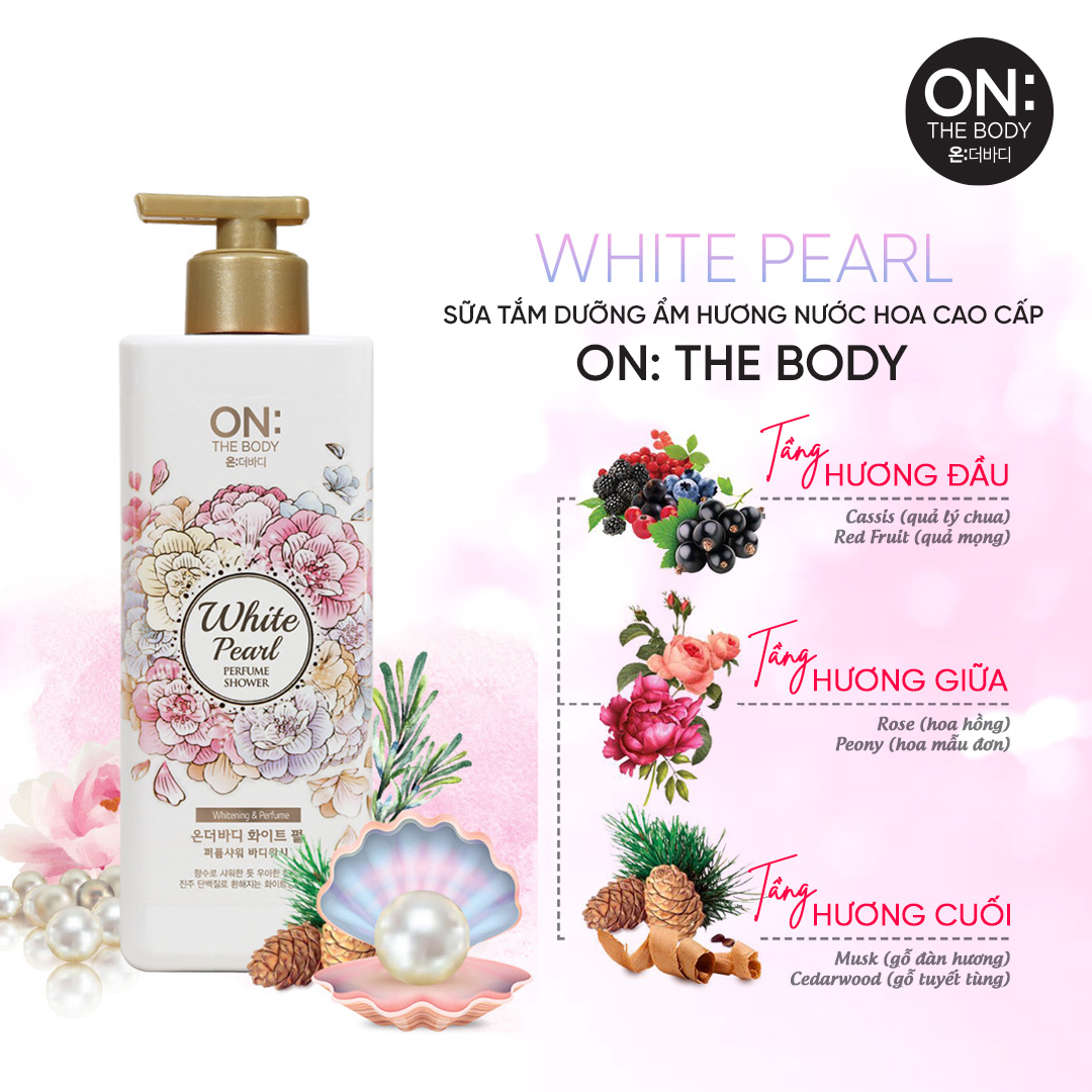 Sữa tắm dưỡng ẩm On: The Body hương nước hoa White Pearl 500g